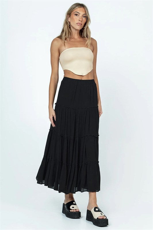 MDX Black Basic Pleated Women's Long Skirt - Madison