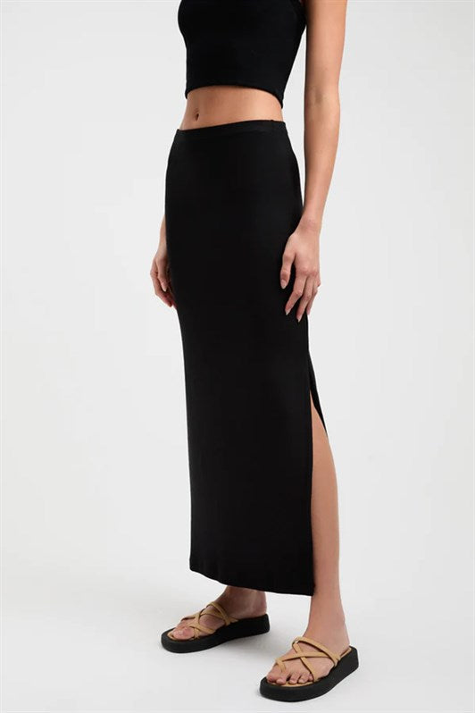 MDX Black Basic Slit Detailed Women's Long Skirt MG1650 - Sicklerville