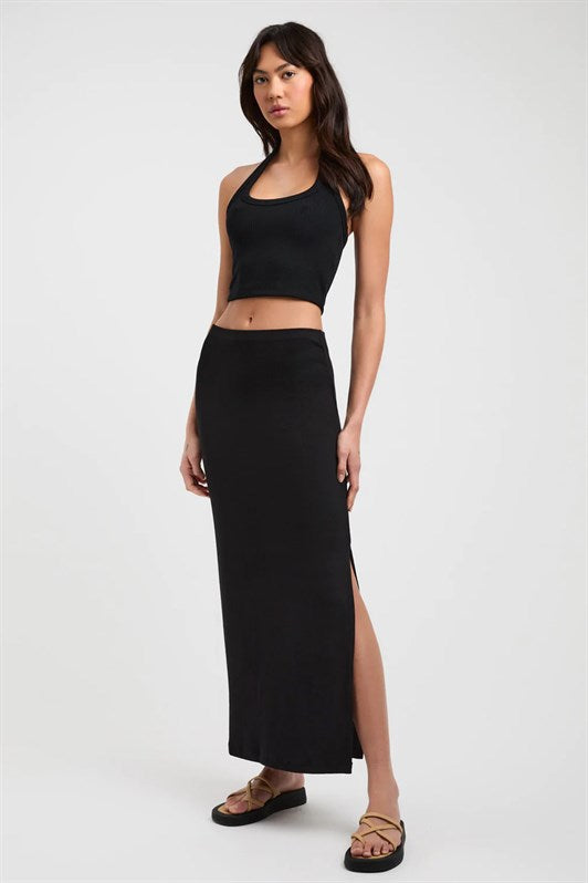 MDX Black Basic Slit Detailed Women's Long Skirt MG1650 - Sicklerville