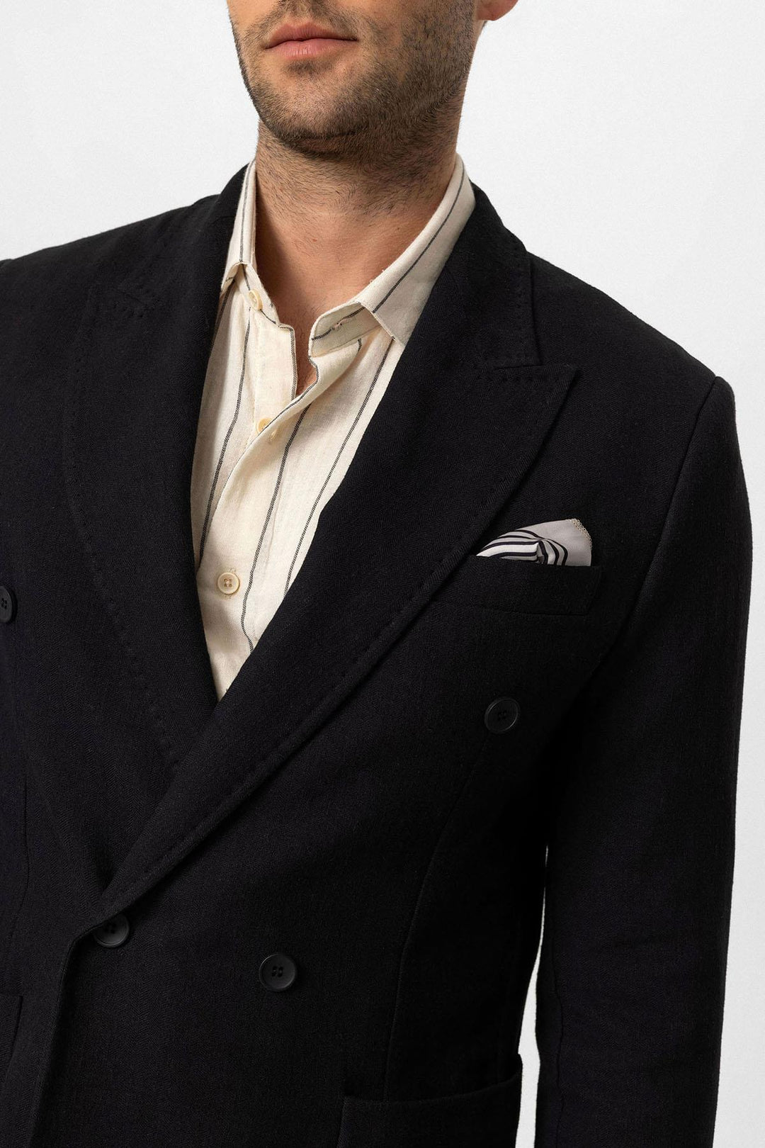 ANT Double-breasted Closure Linen Blend Men's Blazer Jacket - Ponta Delgada