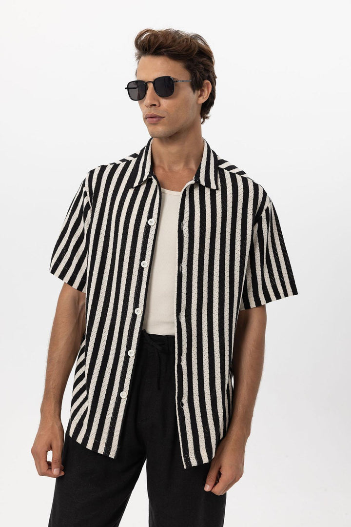 ANT Oversized Openwork Striped Men's Shirt - Ciudad Valles