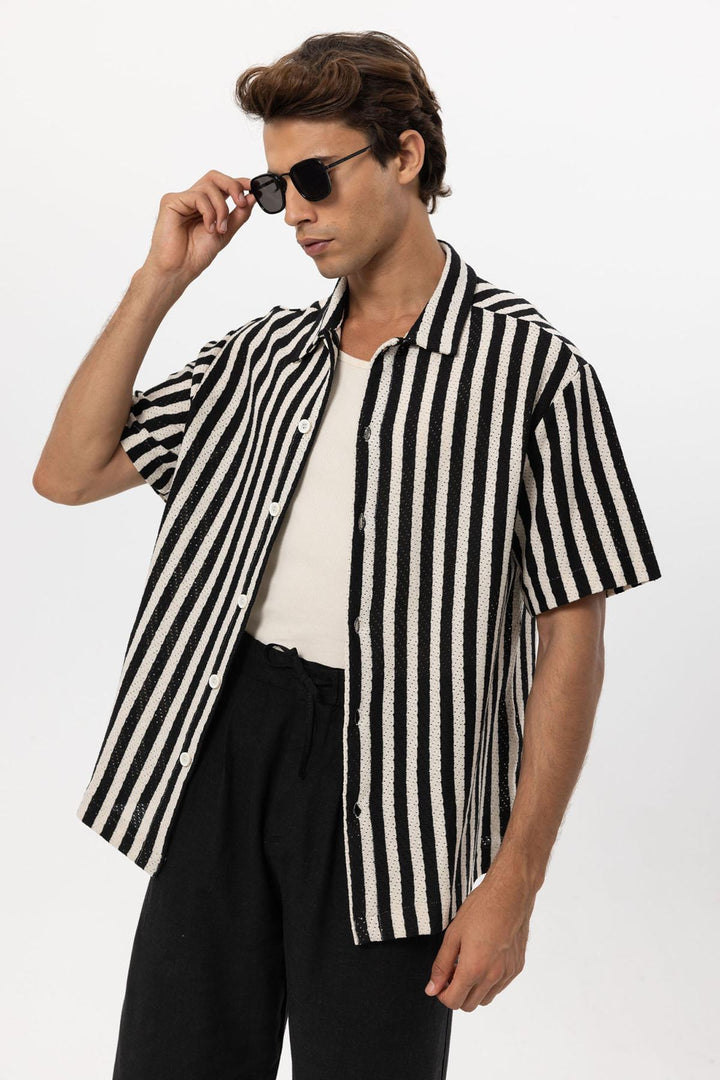 ANT Oversized Openwork Striped Men's Shirt - Ciudad Valles