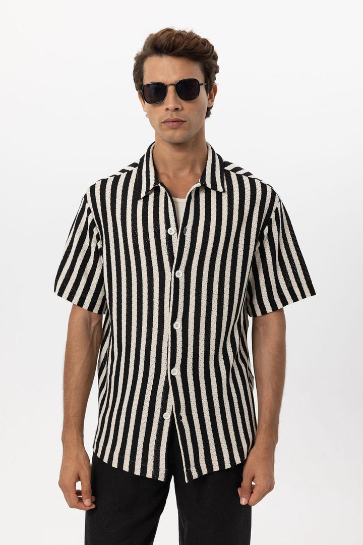 ANT Oversized Openwork Striped Men's Shirt - Ciudad Valles