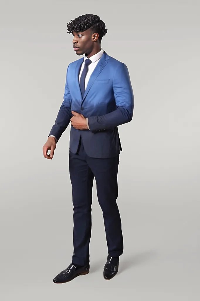 WSS Slim Fit Cotton Blue Blazer  - Singen