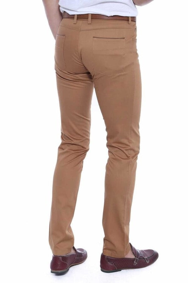 WSS Slim Fit Cotton Brown Men Pants  - Singen