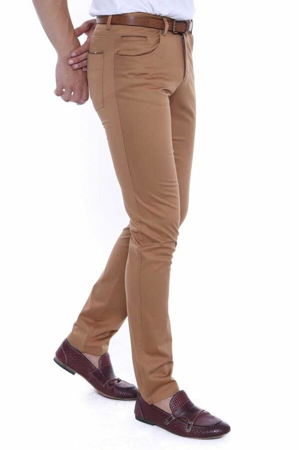 WSS Slim Fit Cotton Brown Men Pants  - Singen