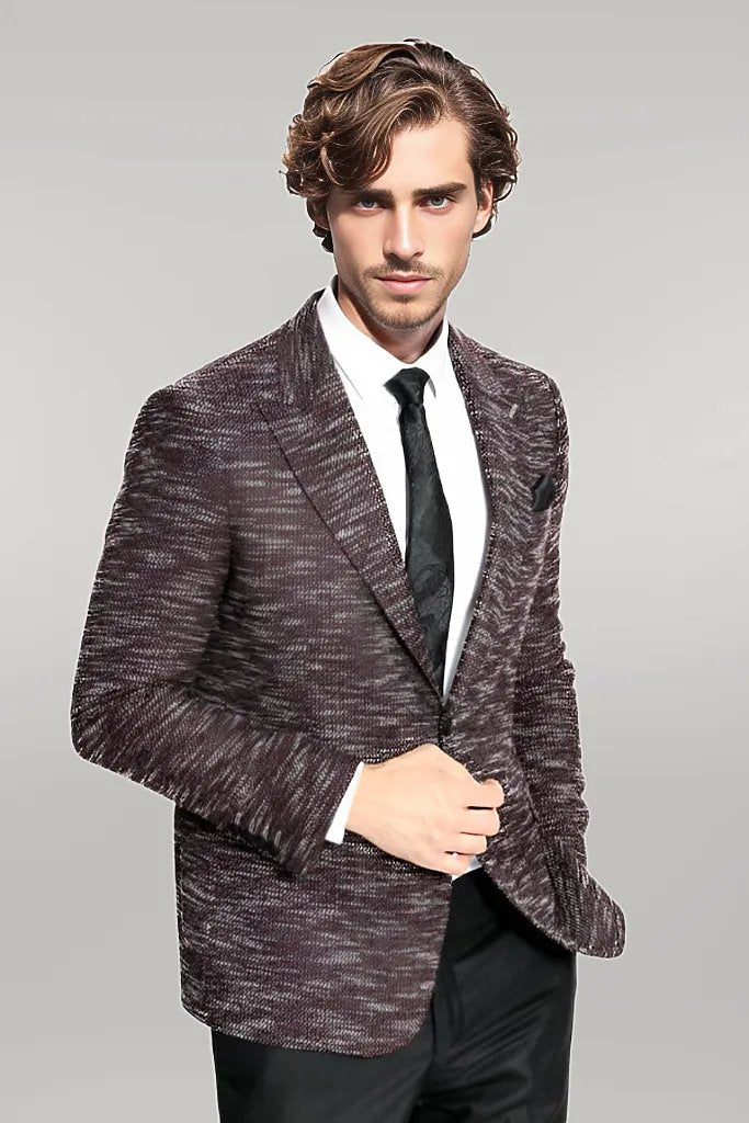 WSS Slim Fit Patterned Sport Burgundy Men Blazer  - Singen