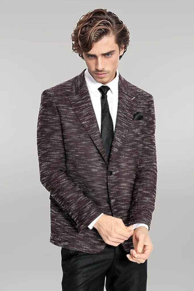 WSS Slim Fit Patterned Sport Burgundy Men Blazer  - Singen