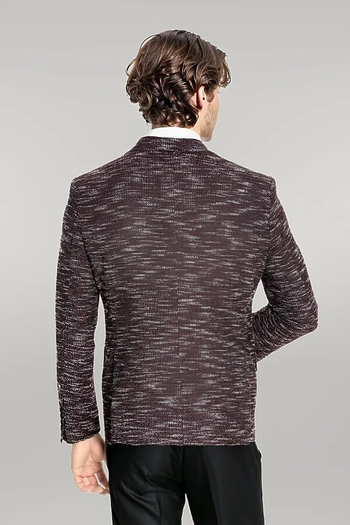 WSS Slim Fit Patterned Sport Burgundy Men Blazer  - Singen