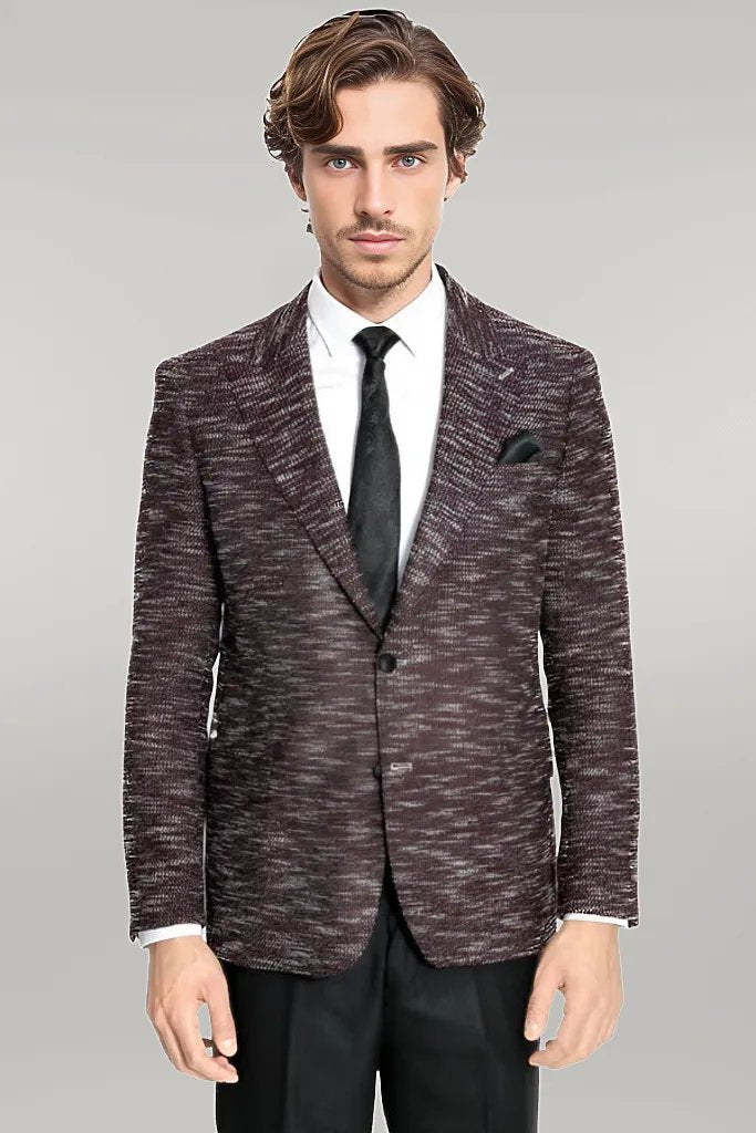 WSS Slim Fit Patterned Sport Burgundy Men Blazer  - Singen