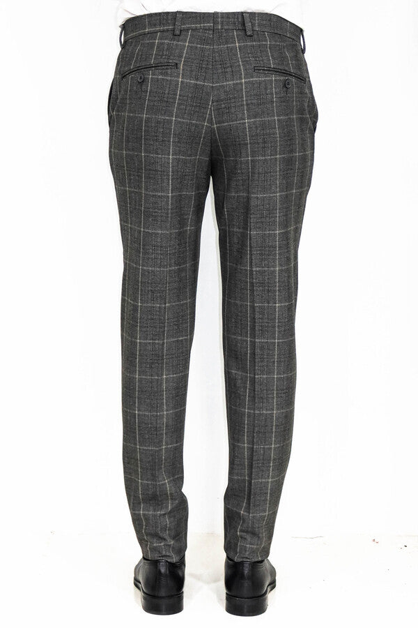 WSS Slim Fit Plaid Anthracite Men Pants  - Singen