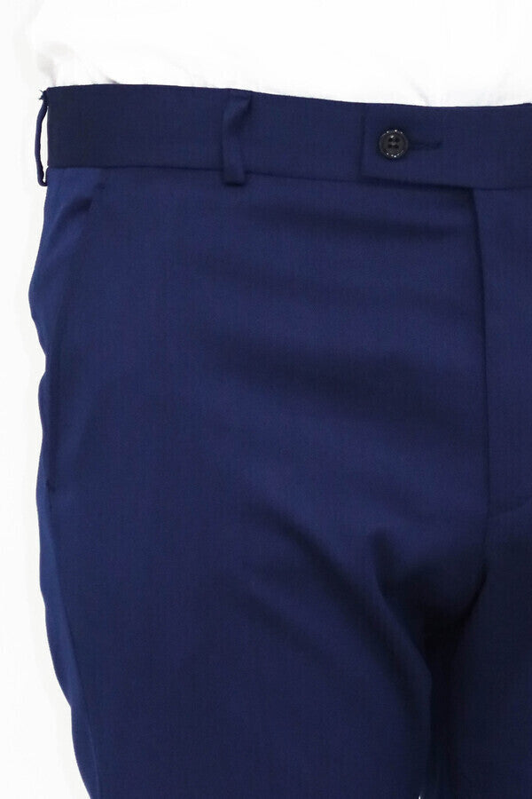 WSS Slim Fit Plain Blue Men Pants  - Singen