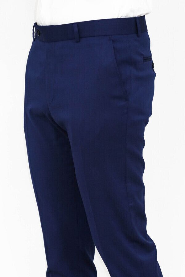 WSS Slim Fit Plain Blue Men Pants  - Singen