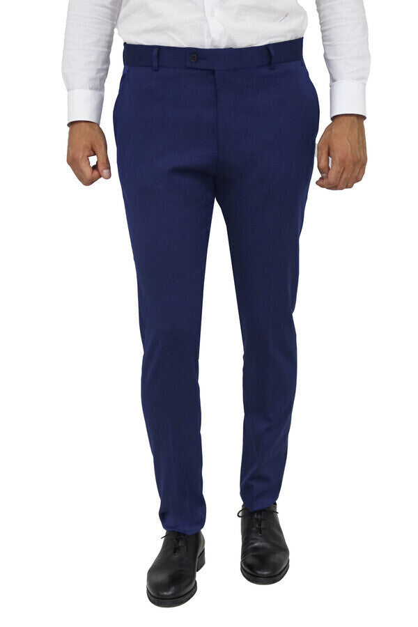 WSS Slim Fit Plain Blue Men Pants  - Singen