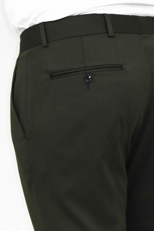 WSS Slim Fit Plain Green Men Pants  - Singen