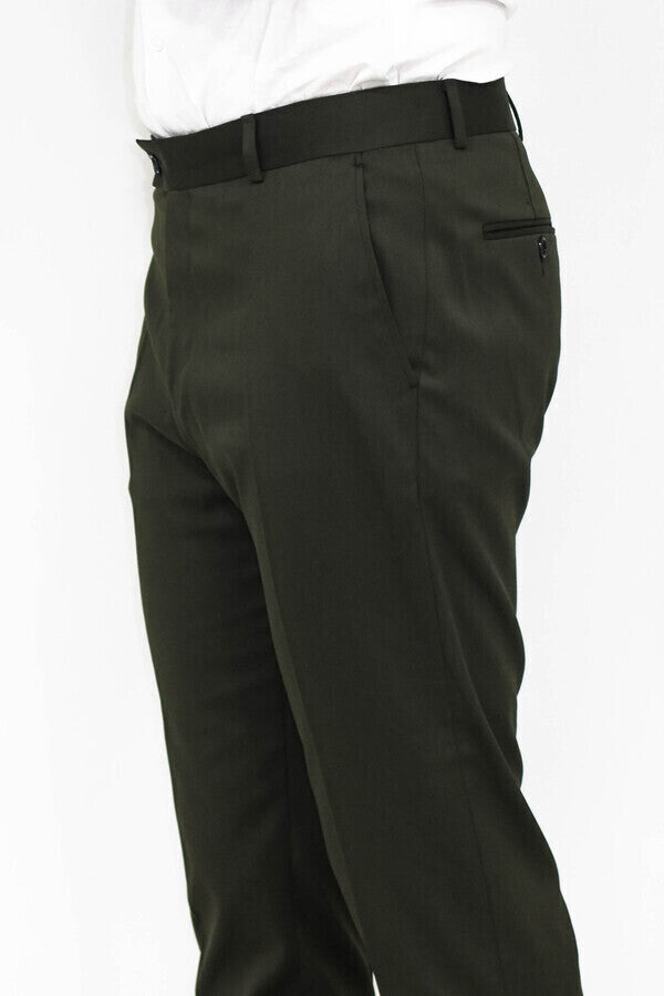 WSS Slim Fit Plain Green Men Pants  - Singen