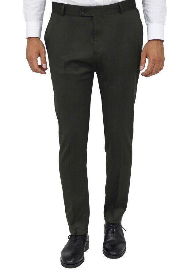 WSS Slim Fit Plain Green Men Pants  - Singen