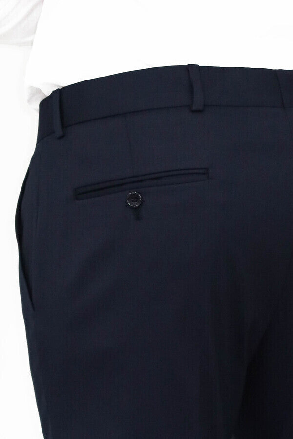 WSS Slim Fit Plain Navy Blue Men Pants  - Singen