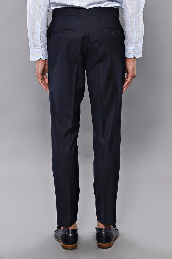 WSS Slim Fit Plain Navy Blue Men Trousers  - Singen