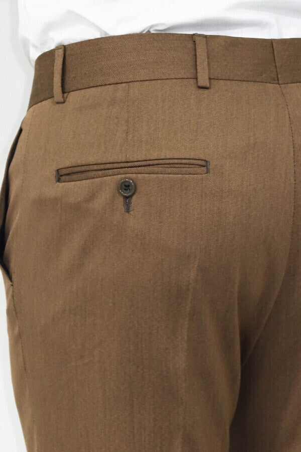 WSS Slim Fit Plain Tan Men Pants  - Singen