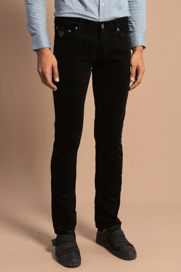 WSS Slim Fit Velvet Black Men Trousers  - Singen