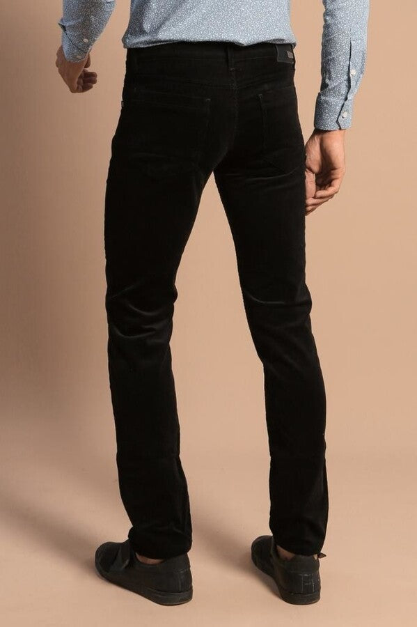 WSS Slim Fit Velvet Black Men Trousers  - Singen