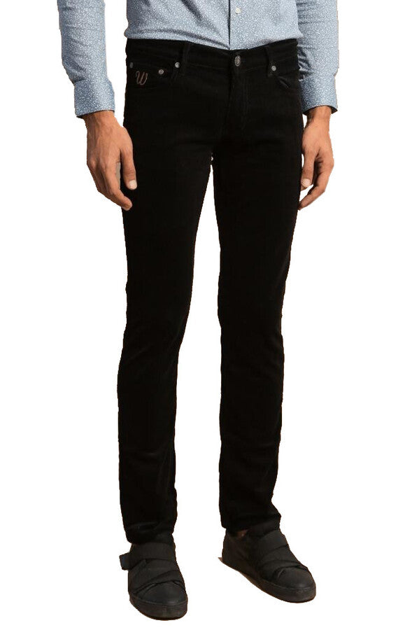 WSS Slim Fit Velvet Black Men Trousers  - Singen