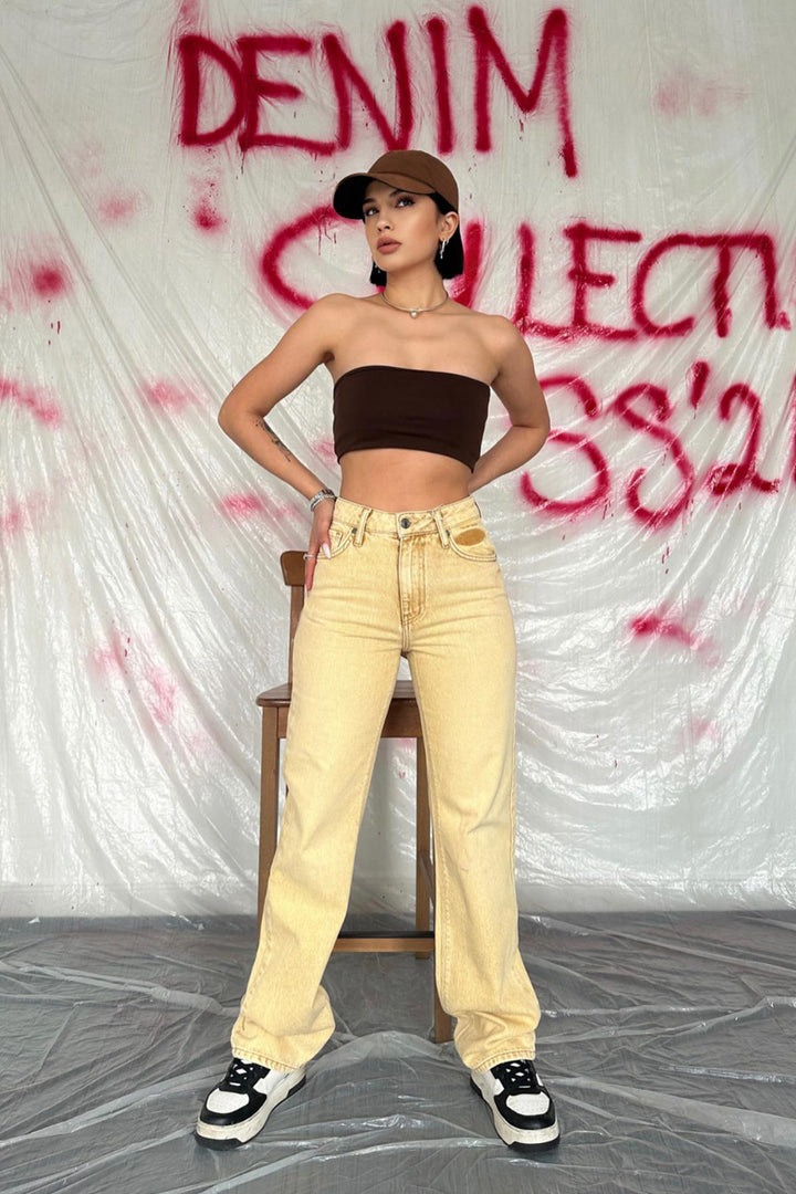 ELS Straightmania Jeans Pants - Mustard - Zaventem