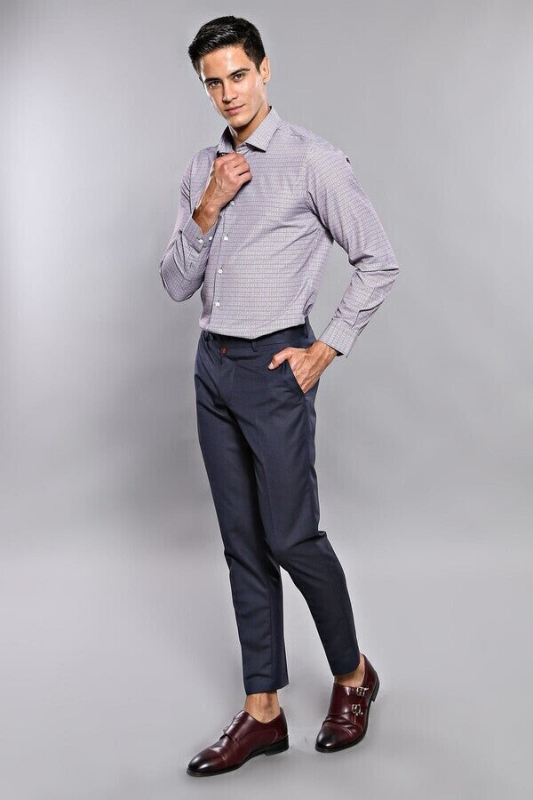 WSS Striped Navy Blue Men Trousers  - Singen