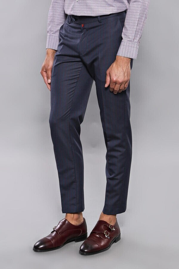 WSS Striped Navy Blue Men Trousers  - Singen