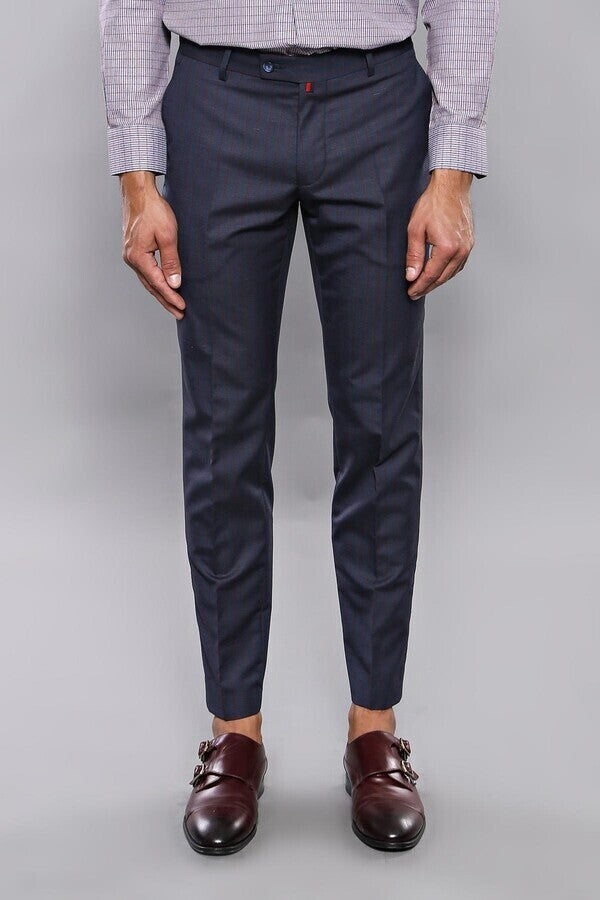 WSS Striped Navy Blue Men Trousers  - Singen