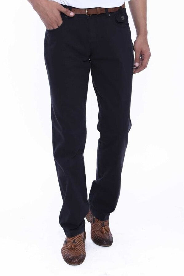 WSS Suede Plain Covered Pocket Black Men Pants  - Singen