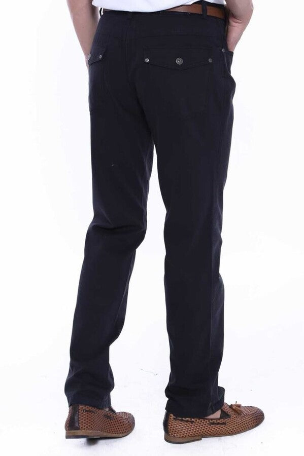 WSS Suede Plain Covered Pocket Black Men Pants  - Singen