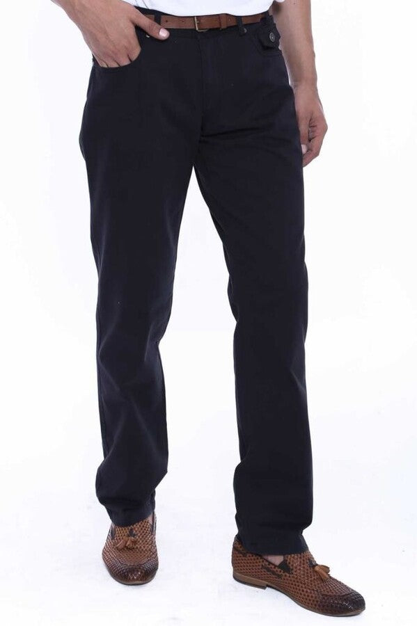 WSS Suede Plain Covered Pocket Black Men Pants  - Singen