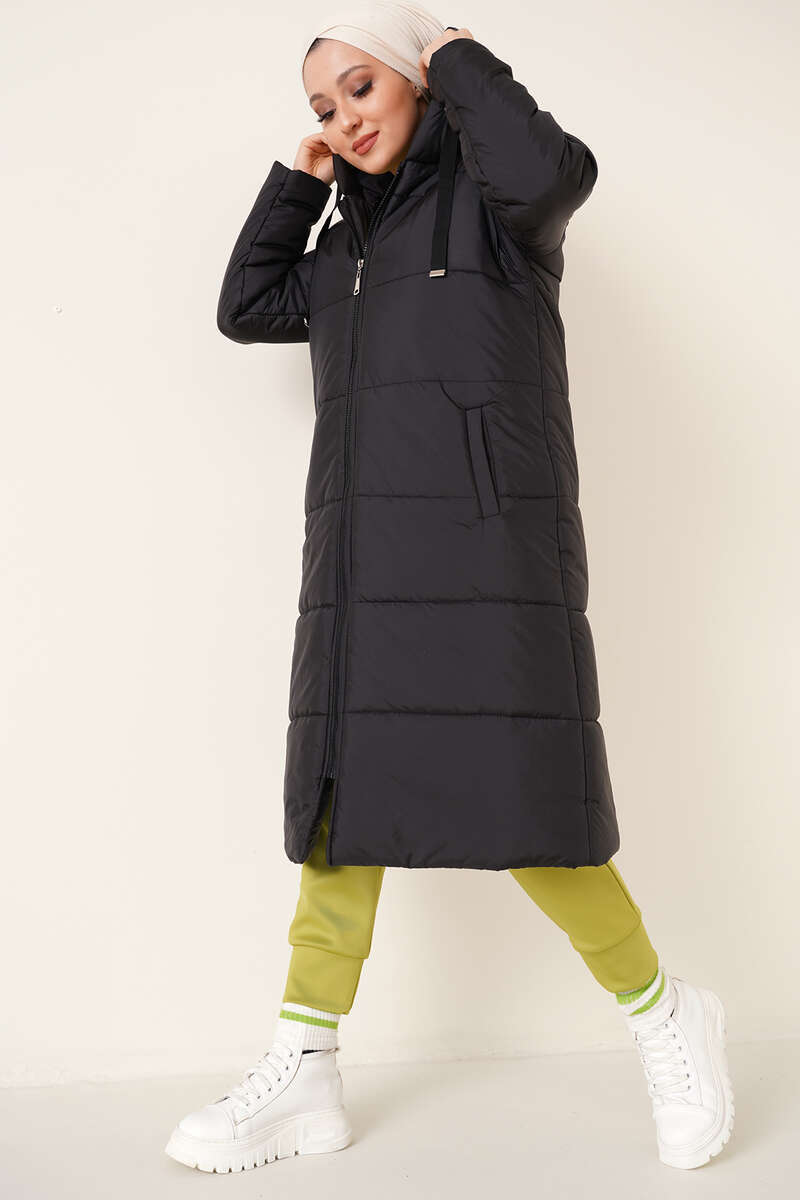 BGD Women T5120 Hooded Long Puffer Hijab Coat - Black - Avondale