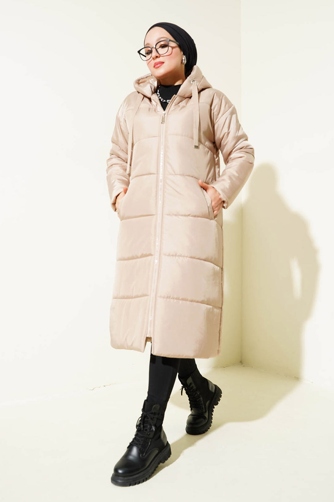 BGD Women T5120 Hooded Long Puffer Hijab Coat - Mink - Avondale