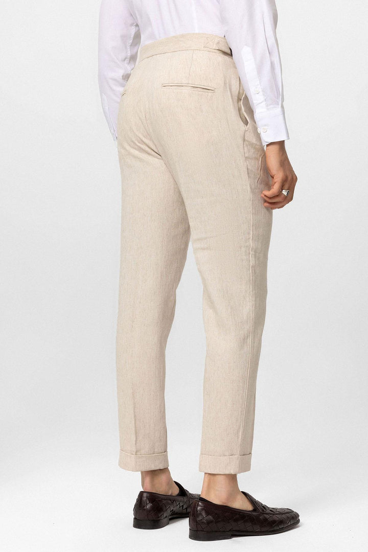 ANT High Waist Linen Blend Double Leg Men's Trousers - Ciudad de Huajuapam de León