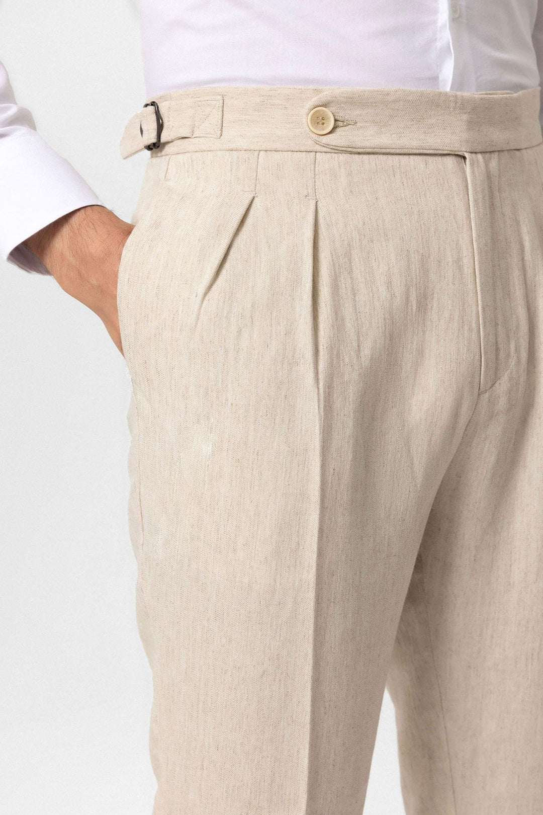 ANT High Waist Linen Blend Double Leg Men's Trousers - Ciudad de Huajuapam de León