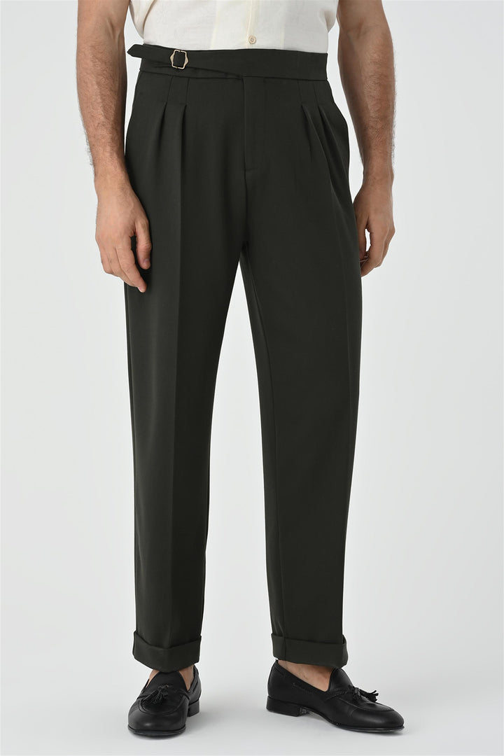 ANT Buckle Detailed Pleated High Waist Men's Trousers - Coventry