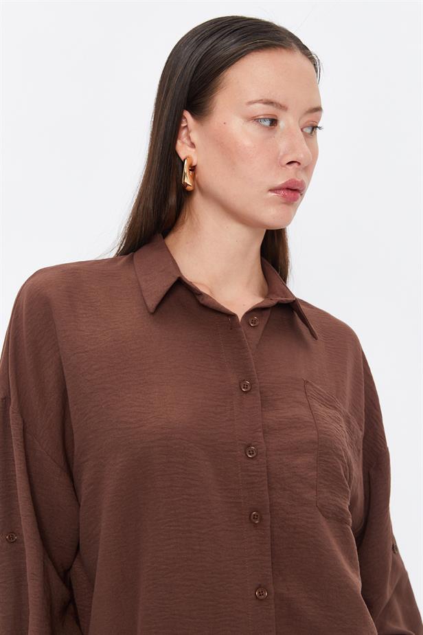 RYN Wholesale Pocket Oversized Shirt Brown - Córdoba