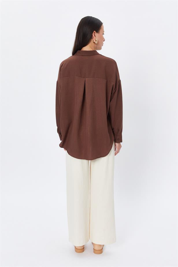 RYN Wholesale Pocket Oversized Shirt Brown - Córdoba