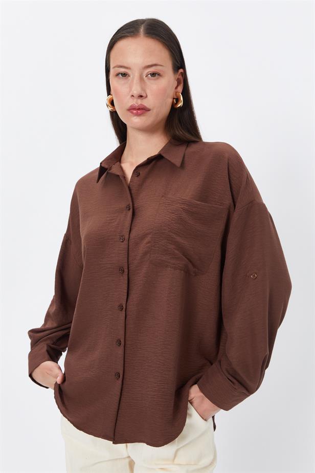 RYN Wholesale Pocket Oversized Shirt Brown - Córdoba