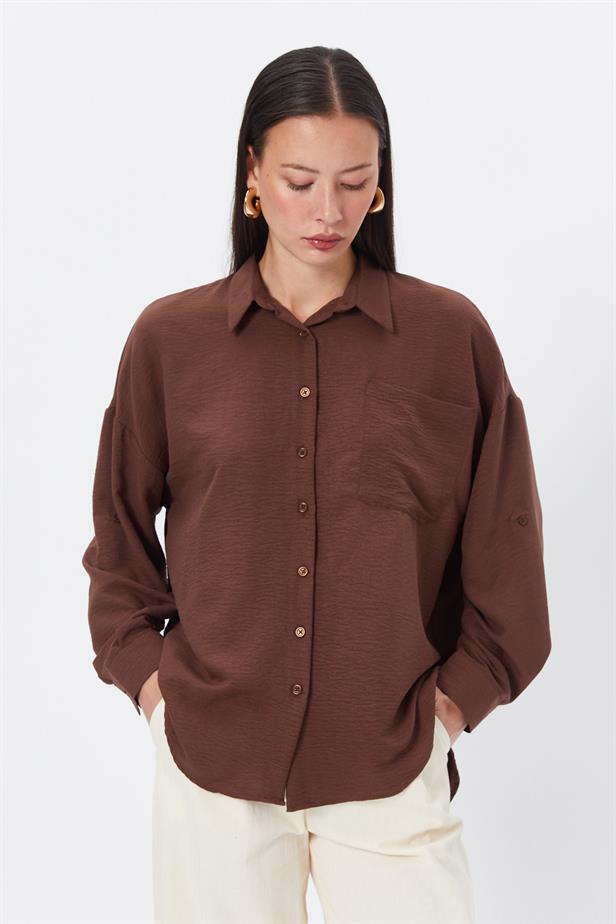 RYN Wholesale Pocket Oversized Shirt Brown - Córdoba