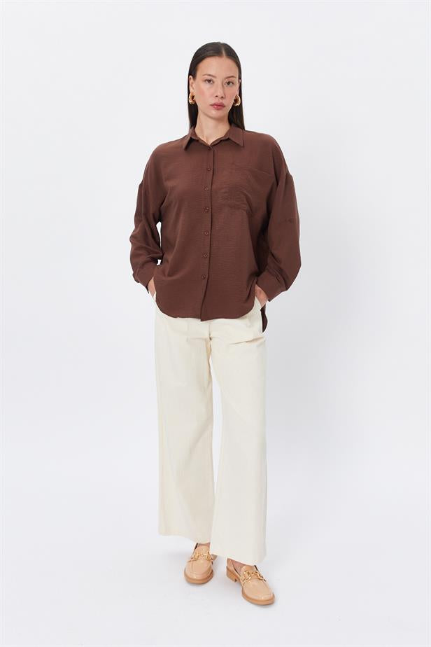 RYN Wholesale Pocket Oversized Shirt Brown - Córdoba