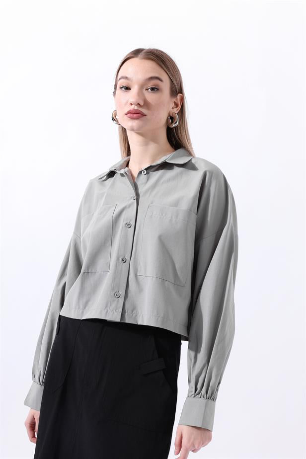 RYN Wholesale Pocket Crop Shirt Gray - La Crosse