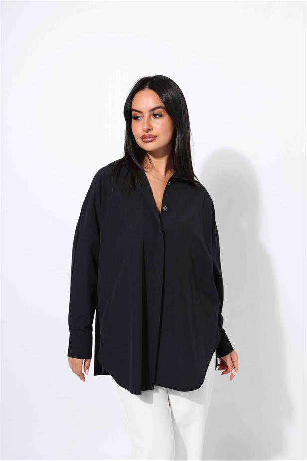 RYN Wholesale Black Hidden Button Shirt - Moncada