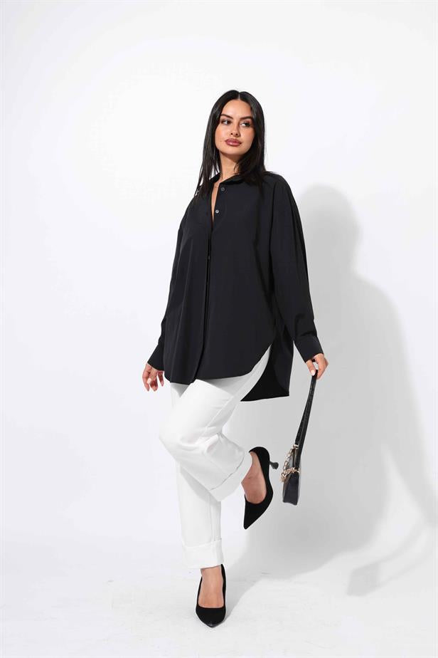 RYN Wholesale Black Hidden Button Shirt - Moncada