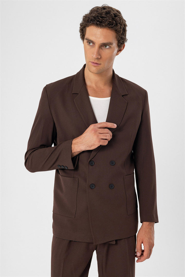 ANT Double Breasted Men's Blazer Jacket with Bag Pocket - Pessac