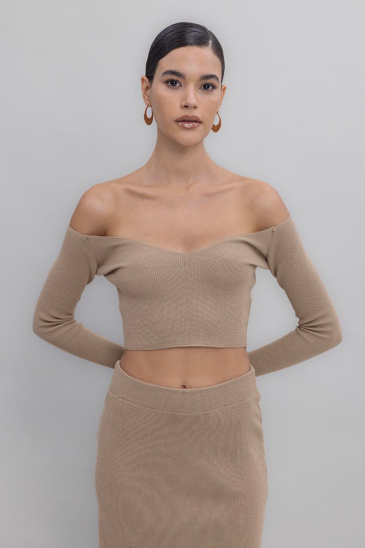 BSL Women Knit Carmen Neck Crop Top - Montréal