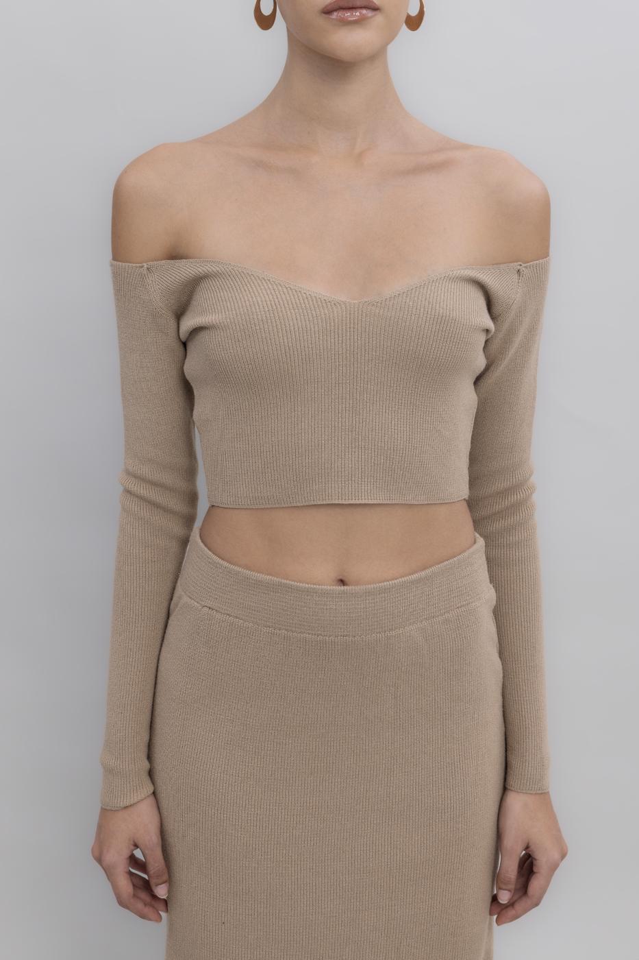 BSL Women Knit Carmen Neck Crop Top - Montréal